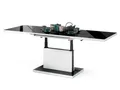 Produktbild: Mazzoni Couchtisch Aston Schwarz Hochglanz-Weiß matt höhenverstellbar ausziehbar 120-200, Funktionstisch, Wohnzimmertisch, Tisch, Esstisch, Sofatisch
