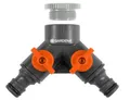 Produktbild: Gardena 2 Wege Ventil Wasserhahn 21mm G12 265mm Silber Schlauchverteiler Neu