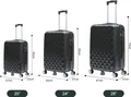 Produktbild: Reisekoffer Koffer 3 tlg Hartschale Trolley Set Kofferset Handgepäck Gepäck Reisetasche ABS-07 Schwarz
