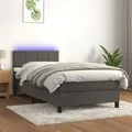 Produktbild: vidaXL Boxspringbett mit Matratze & LED Dunkelgrau 90x200 cm Samt