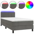 Produktbild: vidaXL Boxspringbett mit Matratze & LED Dunkelgrau 90x200 cm Samt
