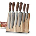 Produktbild: Wakoli EDIB Messerblock mit Messer (6-teilig) Damastmesser Set magnetischer Block – Scharfe Küchenmesser aus 67 Lagen VG10 Stahl – Messserset für Hobbyköche & Profis – Geschenkbox inklusive