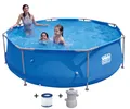 Produktbild: Happy People Stahlrahmenpool-Set 300x76cm Gartenpool Schwimmbecken Blau