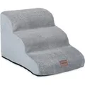 Produktbild: Relaxdays Hundetreppe mit 3 Stufen Schaumstoff Polyester Grau Abnehmbar Rutschhemmend 33 cm x 41 cm x 54 cm 1,7 kg