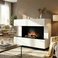 Produktbild: GLOW FIRE Elektrokamin 'Kant' | Wasserdampf Kamin mit OMC 600 inkl. Holz in weiß | HxBxT: 120x90x50 cm