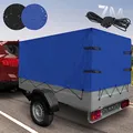 Produktbild: Jago® Hochplane - 2075 x 1150 x 900 mm, Gummigurt, Ösen und Schnallriemen, wasserdicht, Blau/Schwarz - Anhängerplane, Abdeckung, Abdeckplane, Gewebeplane, Plane für Stema PKW Anhänger (Blau)