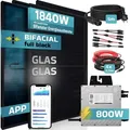 Produktbild: SUNNIVA® 1840W Balkonkraftwerk BIFAZIAL FULLBLACK komplett Steckdose BENY 800W Wechselrichter, PV Solaranlage, 5m Anschlusskabel