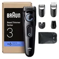 Produktbild: Braun Barttrimmer Series 3, Elektrischer Bartschneider Herren, 6 Zubehörteile, Ultrascharfe ProBlade Klinge, 50 Min Akkulaufzeit, Kabelloser Bartrasierer, 40 Längen, Wasserdicht, BT3565, Schwarz/Blau