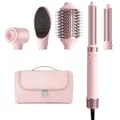 Produktbild: MESCOMB 5 in 1 Dual Voltage Hair Styler Ionen Föhn & Airstyler Set mit Aufsätzen, Schnelltrocknend,Lockenstab,Glätten, Volumen, Ohne Hitzeschäden | 100–240V für weltweite Reisen mit Reisetasche