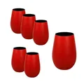 Produktbild: Stölzle Wasserglas Saftgläser Becher 465ml 6er Set außen matt rot/innen schwarz