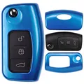 Produktbild: Klapp Schlüssel Cover Hülle für Ford Focus C-Max Fiesta Kuga S-Max Mondeo/Farbe: Metallic Blau