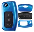 Produktbild: mt-key Schlüsseltasche Autoschlüssel Hardcover Schutzhülle Metallic Blue, Ford Focus C-Max Fiesta Kuga S-Max Mondeo Klappschlüssel