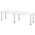 Produktbild: bümö Konferenztisch oval 280x130 cm großer Besprechungstisch in weiß, Besprechungstisch mit Gestell in silber, Meetingtisch für 10 Personen,