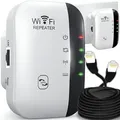 Produktbild: WiFi Repeater 2.4 GHz 300 Mbit/s WLAN Verstärker Ethernet-Port WPS Access Point Repeater Modus LED Geräte Internet Verstärker IEEE 802.11 b/g/n ...