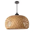 Produktbild: Paco Home Deckenlampe Bambus Hängeleuchte Boho Wohnzimmer Hängend Natur Korblampe Vintage E27 Retro 1,5m Textilkabel, Lampenart:Pendelleuchte - Typ 2, Leuchten Farbe/Größe: Natur (Ø30cm)