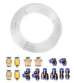 Produktbild: HUAZIZ 10 Meter PU Pneumatikschlauch Pneumatic Polyurethane Schlauch Flexibel Druckluftschlauch Außen 4mm x Innen 2,5mm Transparent, mit 8 Stück Pneumatikverbinder Schnellkupplungen (Y/T/L/I förmig)