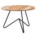 Produktbild: WOHNLING Couchtisch 60x39,5x60 cm Akazie Massivholz / Metall Sofatisch Design Wohnzimmertisch Rund Kaffeetisch Massiv Kleiner Tisch Wohnzimmer