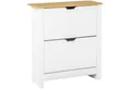 Produktbild: HOMCOM Schuhschrank Schuhregal mit 3 Klappen für 18 Paar Schuhe (Schuhständer, 1-St., Schuhkipper) für Flur, Eingangsbereich Weiß+Natur 72 x 26 x 80 cm