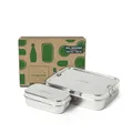 Produktbild: Brotbox XL- Brotdose mit Fächern 700ml und 200ml - Lunchbox aus Edelstahl Quadratisch - BPA-frei und auslaufsicher - spülmaschinenfeste Vesperbox