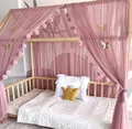 Produktbild: Baby Fancyroom Hausbett Himmel Betthimmel für Kinderbett Kinderzimmer Baldachin Bettvorhang Betthimmel für Mädchen Prinzessin Zimmer (Altrosa, 340cm, ohne Schmetterlinge)