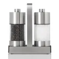 Produktbild: AdHoc Set Salzmühle und Pfeffermühle Menage Servir für Privathaushalte oder Gastronomie | Ständer inklusive, Edelstahl | Acryl