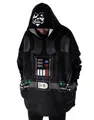 Produktbild: Star Wars Darth Vader Unisex Tragbarer Decken-Hoodie | Schwarzer Kapuzenpullover für Erwachsene mit Darth Vadar-Rüstungsmaske und Anzuggrafiken | Loungewear mit Sherpa-Futter