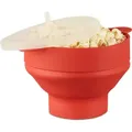 Produktbild: Relaxdays Popcorn Maker Silikon für die Mikrowelle, zusammenfaltbarer Popcorn Popper, Zubereitung ohne Öl, BPA-frei, rot
