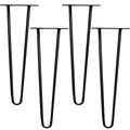 Produktbild: Melko 4 Stück Hairpin Legs Haarnadel Tischbeine aus 12 mm Stahl Tischfuß inkl. Bodenschoner | Höhe 60 cm, 2 Streben, Schwarz