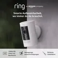 Produktbild: Ring Außenkamera Akku Stick Up Cam Battery WLAN HD Überwachungskamera Weiß | NEU