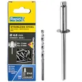 Produktbild: Rapid Blindnieten Edelstahl 4mm, 3-5mm Klemmbereich, 50 Stk. V2A Nieten, Set inkl. Bohrer, für Blindnietzangen 5001460 Silber