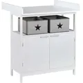 Produktbild: roba Wickelkommode ‚Hamburg' mit Wickelansatz, 2 Türen, 2 Boxen & Wandbefestigung, Wickelhöhe 92 cm - Weiß