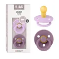 Produktbild: BIBS Colour Schnuller 2er-Pack, BPA-frei, Kirschform Nippel. Naturkautschuk/Latex, Hergestellt in Dänemark, Größe 1 (0-6 Monate), Violet Sky/Mauve