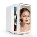 Produktbild: Puluomis Mini Kühlschrank 8L  mit LED Spiegel tragbar für Kosmetik, Kühlbox Warmbox weiß