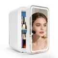 Produktbild: Puluomis Mini Kühlschrank 8L mit LED Spiegel tragbar für Kosmetik, Kühlbox Warmbox weiß - Weiß