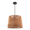 Produktbild: Paco Home Hängelampe Bambus Wohnzimmer Pendelleuchte Rattan Esstisch Esszimmer Lampe E27 Hängeleuchte Papier Boho, Farbe:Natur (Ø35cm), Leuchtenart/Farbe:Pendelleuchte - Schwarz
