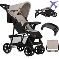 Produktbild: Lionelo Emma Buggy klein zusammenklappbar Kinderwagen mit Liegeposition Beige Latte - Beige