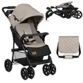 Produktbild: LIONELO Emma Plus Kinderwagen bis zu 15 kg, Kindersportwagen, leicht modern klein Buggy mit Liegeposition, zusammenklappbar, große Räder, großer Korb, Tasche Stone