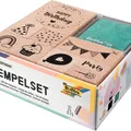 Produktbild: 31104 - Holzstempelset Happy Birthday, inklusive 9 Holzstempel und 2 Stempelk...