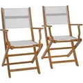Produktbild: Estexo - Klappstuhl Gartenstuhl Textil 2er Set Gartensessel Klappsessel Akazienholz Weiß