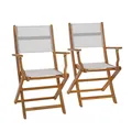 Produktbild: ESTEXO Gartenstuhl Klappstuhl Textil 2er Set Gartensessel Klappsessel Akazienholz Weiß