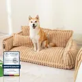Produktbild: noviclass® Hundesofa Chaffar Hundebett | Orthopädische Matratze | Moderner Stil | Cord-Design Größen (Kamel, XL (120cm))