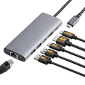 Produktbild: Amazon Basics USB C Hub für PC Laptops, 6-in-1 Multiport Adapter mit 100W Max PD Ladung, 4K HDMI, 2 USB-A Anschlüsse, Ethernet, Type C Datenanschluss