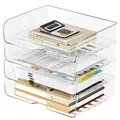 Produktbild: Tomorotec 4 Stück büro zubehör, briefablage a4, transparent, PET, stapelbar,dokumenten-Organizer, Büro, ablage Schreibtisch，Schreibtisch