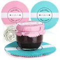 Produktbild: com-four® 30x Schmuckdeckchen für Einmachgläser - Marmeladen-Deckchen mit Gummis - Deko für Einmachgläser - Gläserdeckchen zum Dekorieren von Marmeladengläsern (30 Stück - pink/türkis)