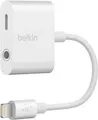 Produktbild: Belkin 3.5 mm Audio + Charge RockStar Lightning zu Kopfhörer Anschluss / Ladeadapter / M bis 4-poliger Mini-Stecker W weiß für Apple iPad/iPhone (F8J212BTWHT)