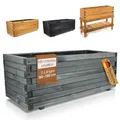 Produktbild: BooGardi Pflanzkübel groß außen & innen mit Vlies · Pflanzkasten rechteckig in 10 Größen · 100 cm lang anthrazit · Hochbeet Holz für Garten, Balkon & Terrasse · Blumenkasten XXL