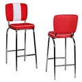 Produktbild: FineBuy 2er Set Barhocker American Diner 50er Jahre Retro Barstuhl, Sitzfläche mit Rücken-Lehne, Fußstütze, Sitzhöhe 76 cm Rot