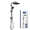 Produktbild: GROHE Vitalio 250, Duschset ohne Armatur, wassersparend, 8l pro Min (Regendusche für vorhandene Duscharmaturen, Duschkopf 2 Strahlarten, Duschstange 74cm, Duschsystem), eckig, schwarz, 266982431