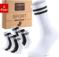 Produktbild: sockenkauf24 Tennissocken Sportsocken Damen & Herren Atmungsaktive Premium Crew Socken (5 Paar) verstärkte Ferse & Fußspitze, gepolsterte Sohle, Baumwolle