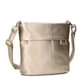 Produktbild: Zwei Damen Handtasche Mademoiselle.M M8 Umhängetasche 3 Liter klassische Crossbody Bag aus weichem Kunstleder mit Kragen & Hauptfach mit Reißverschluss (gold)